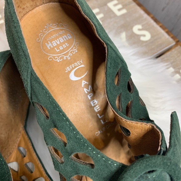 Jeffery Campbell suede mary jane wedges green size - Picture 2 of 8